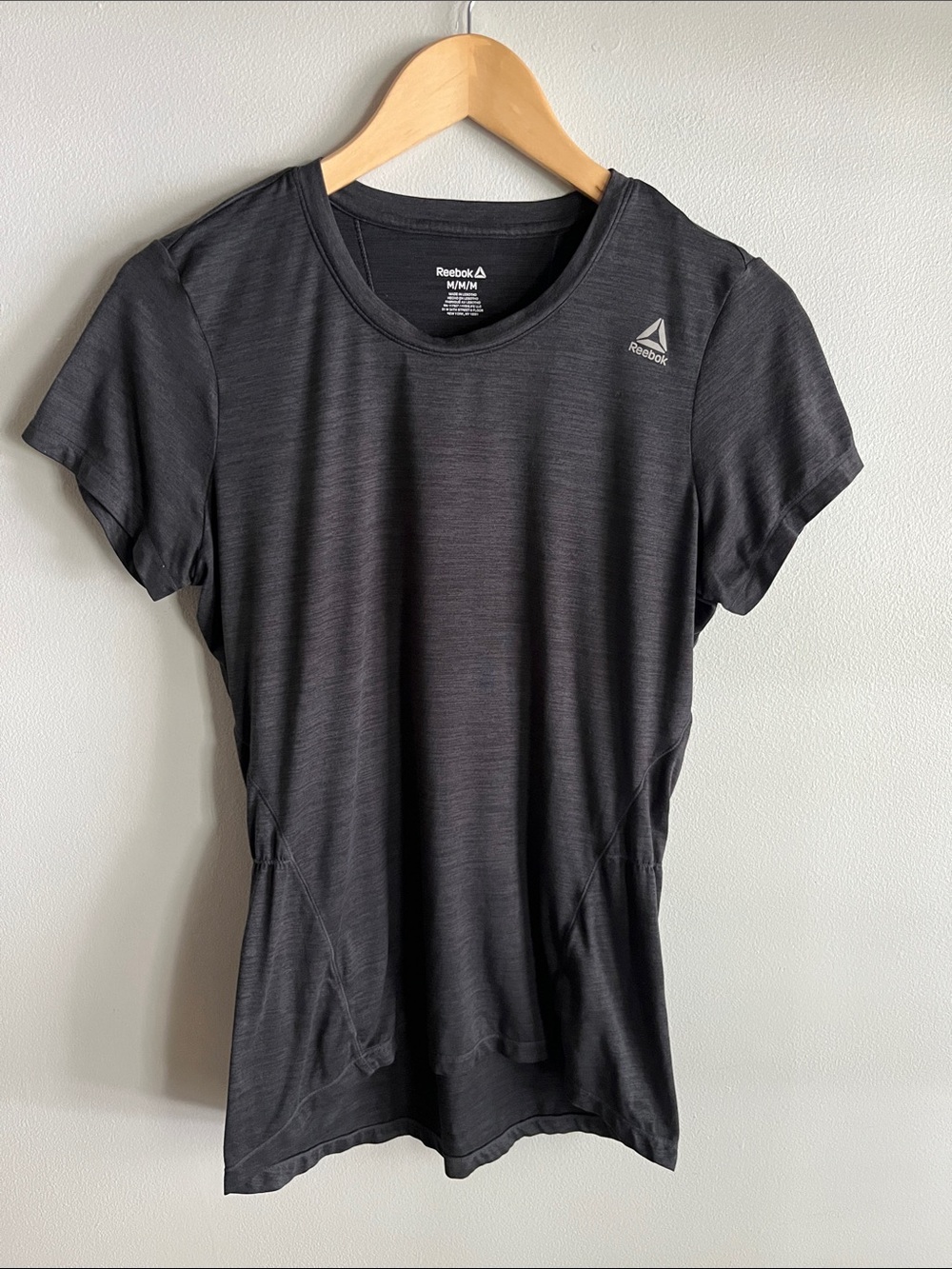 Reebok Charcoal Gray Heathered Athletic Tee Performance Workout Top M